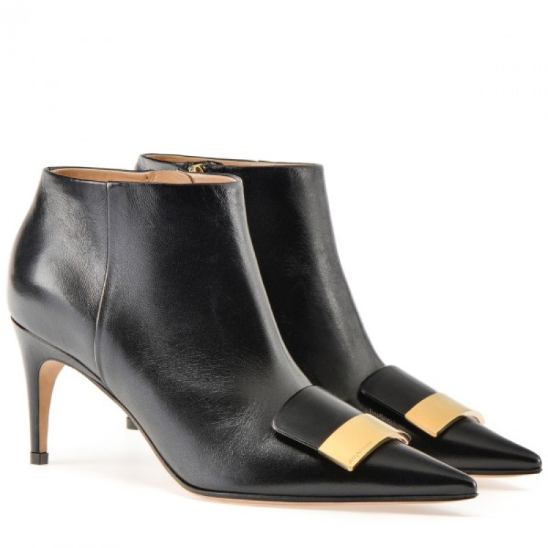 Sergio Rossi SR1 Ankle Boots 75mm In Black Lambskin RB352